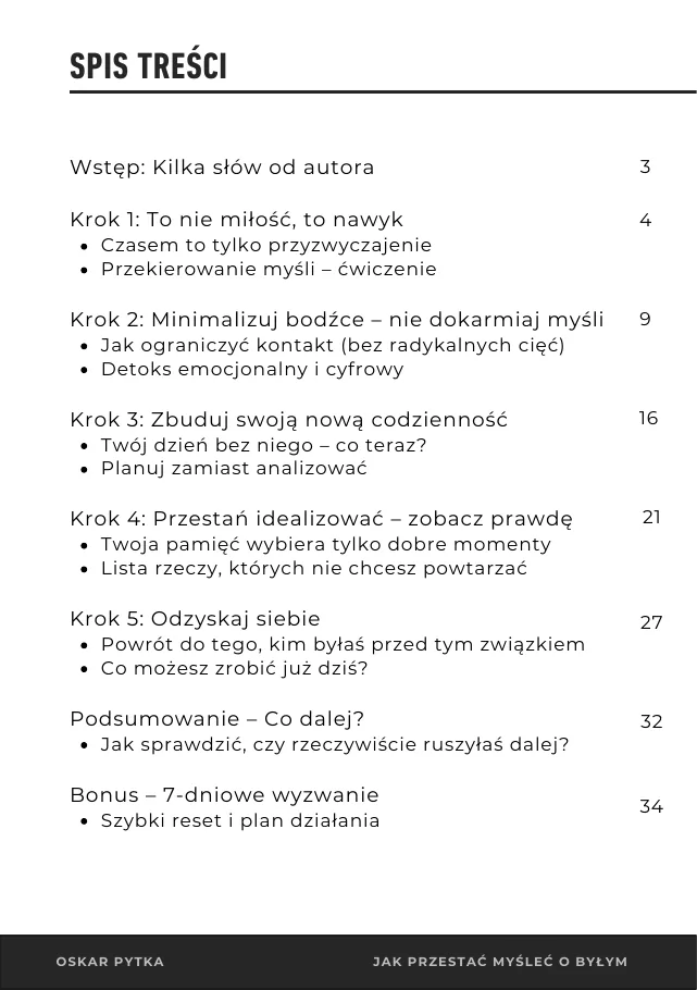Spis treści ebooka Bez Niego